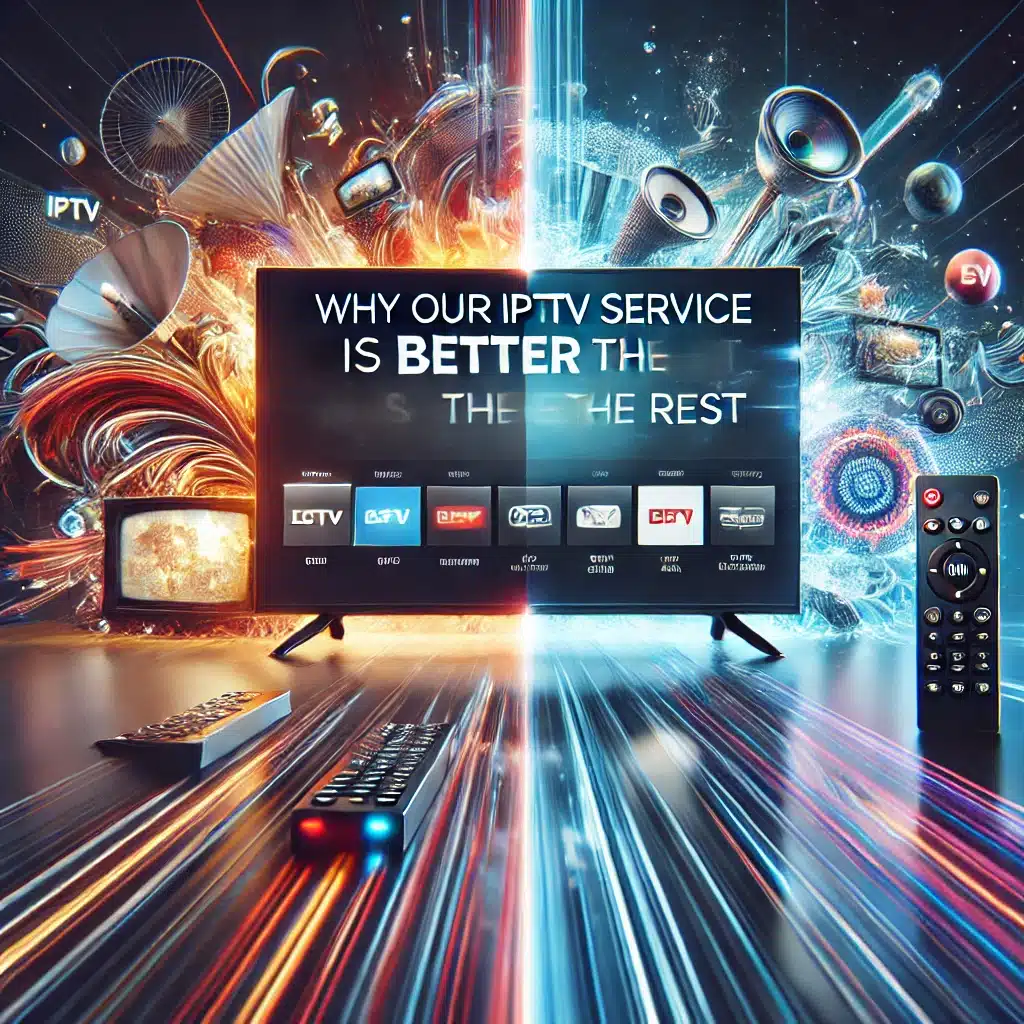 IPTV service promotion with TV and remotes.